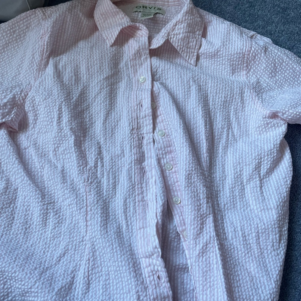 Pink & White button down shirt